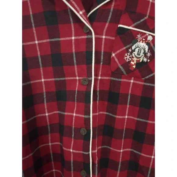 Disney Store Minnie Mouse Plaid‎ Nightshirt Women's XS Christmas Nightgown Warm - Picture 4 of 7